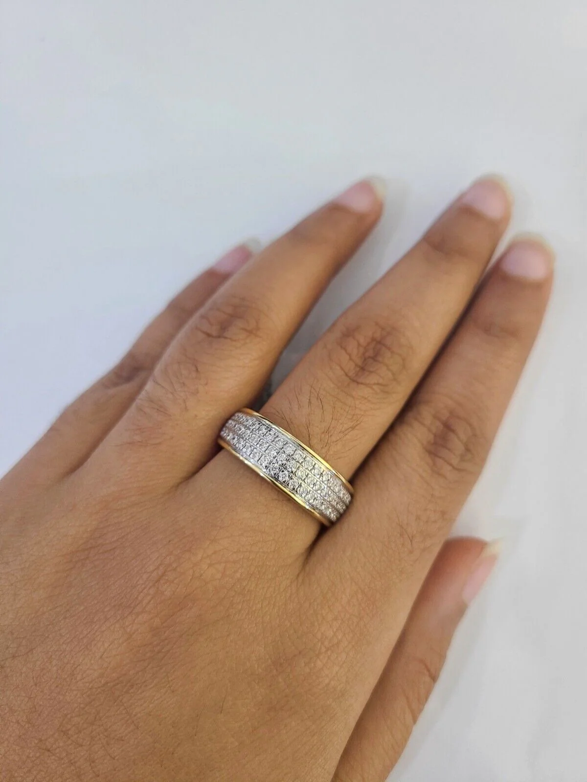 REAL 14k Diamond Ring Yellow Gold Ladies Men Trio SET Wedding Engagement Genuine - Image 4