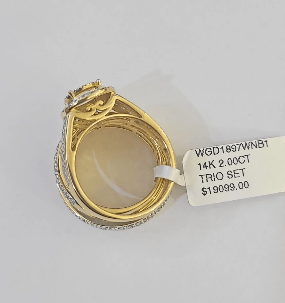 REAL 14k Diamond Ring Yellow Gold Ladies Men Trio SET Wedding Engagement Genuine - Image 7