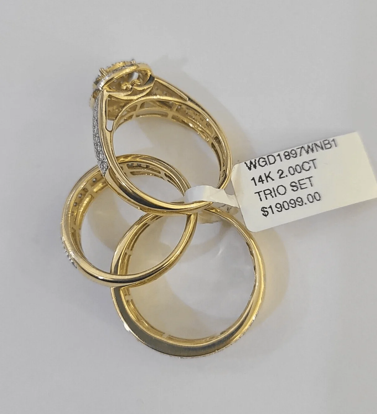 REAL 14k Diamond Ring Yellow Gold Ladies Men Trio SET Wedding Engagement Genuine - Image 8
