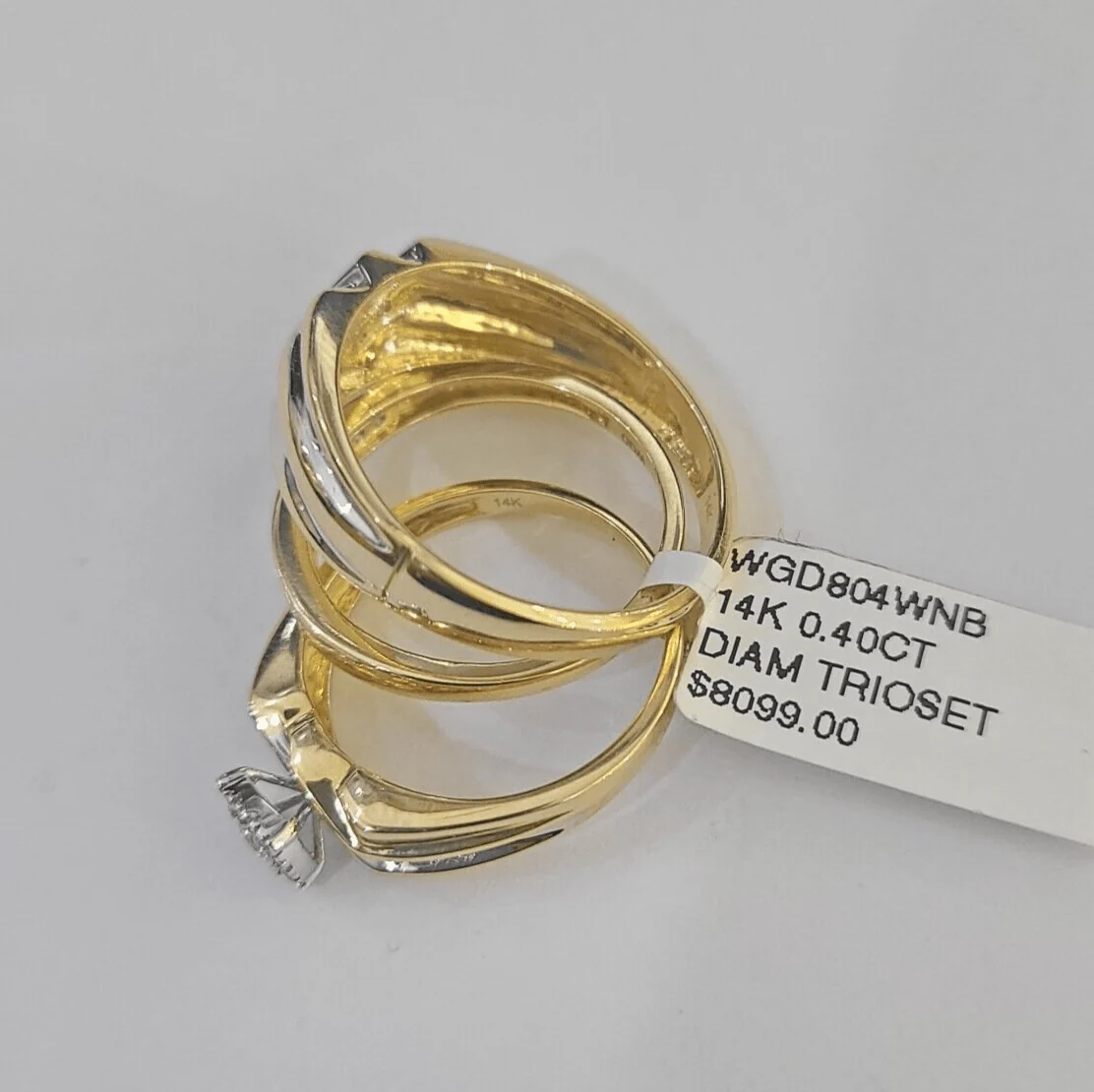REAL 14k Diamond Ring Yellow Gold Ladies Men Trio SET Wedding Engagement Genuine - Image 4