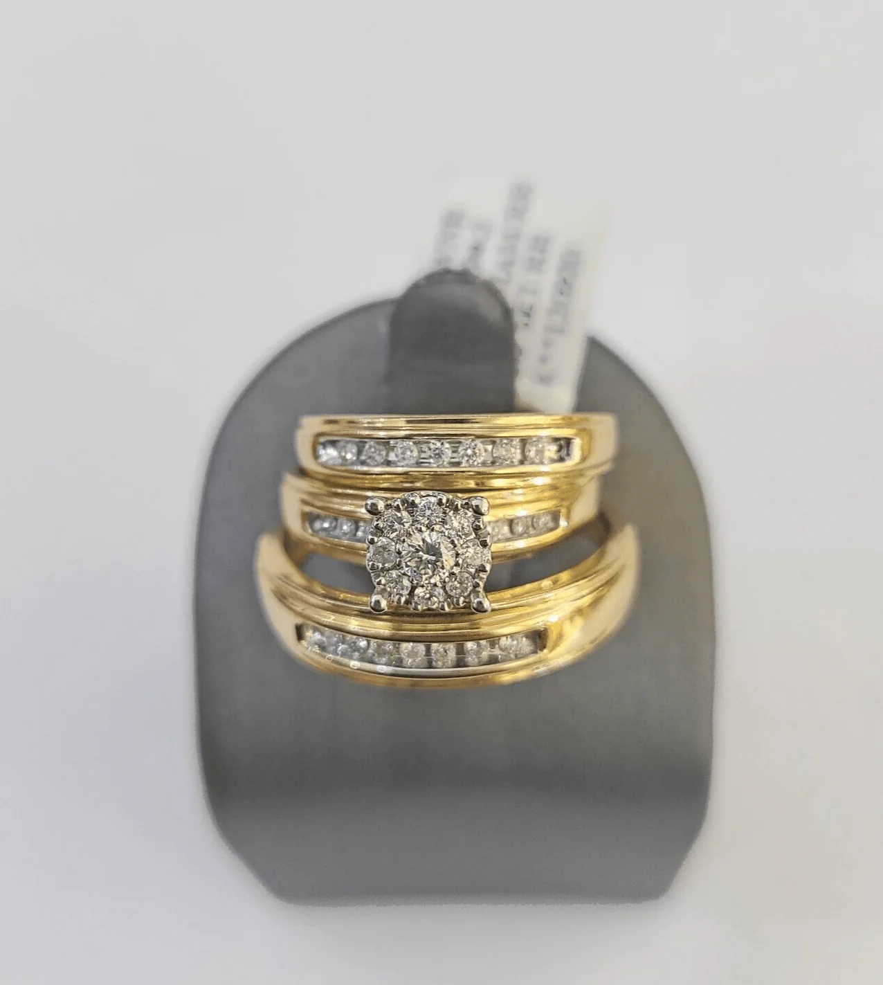 REAL 14k Diamond Ring Yellow Gold Ladies Men Trio SET Wedding Engagement Genuine