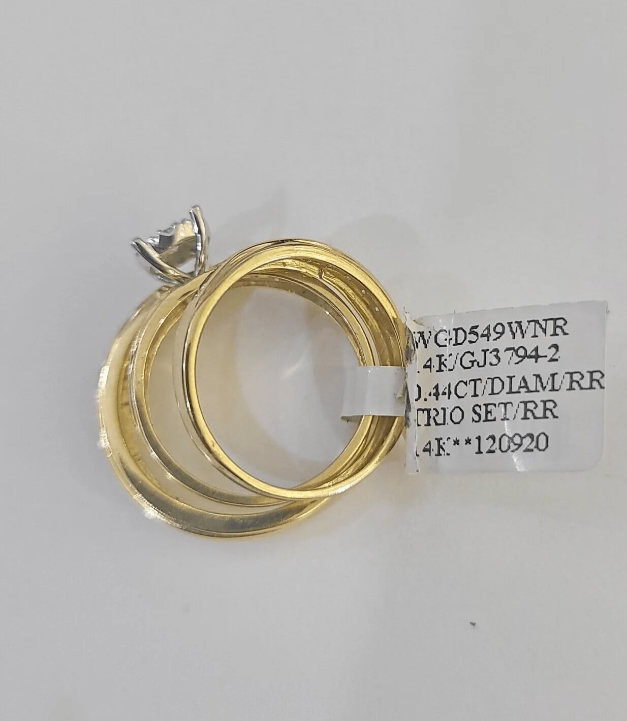 REAL 14k Diamond Ring Yellow Gold Ladies Men Trio SET Wedding Engagement Genuine - Image 6