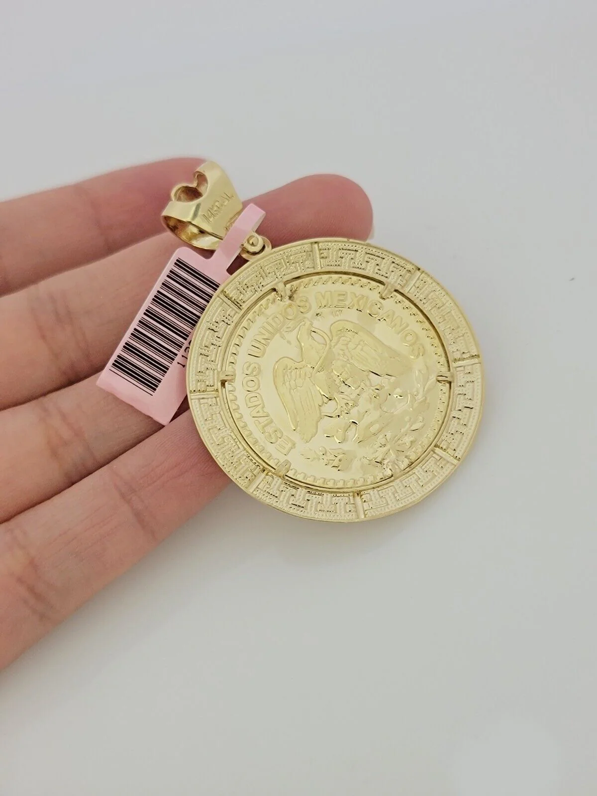 Real 14k Gold 1947 Mexican Centenario 50 Gold Pesos Copy Coin With Bezel Pendant - Image 4