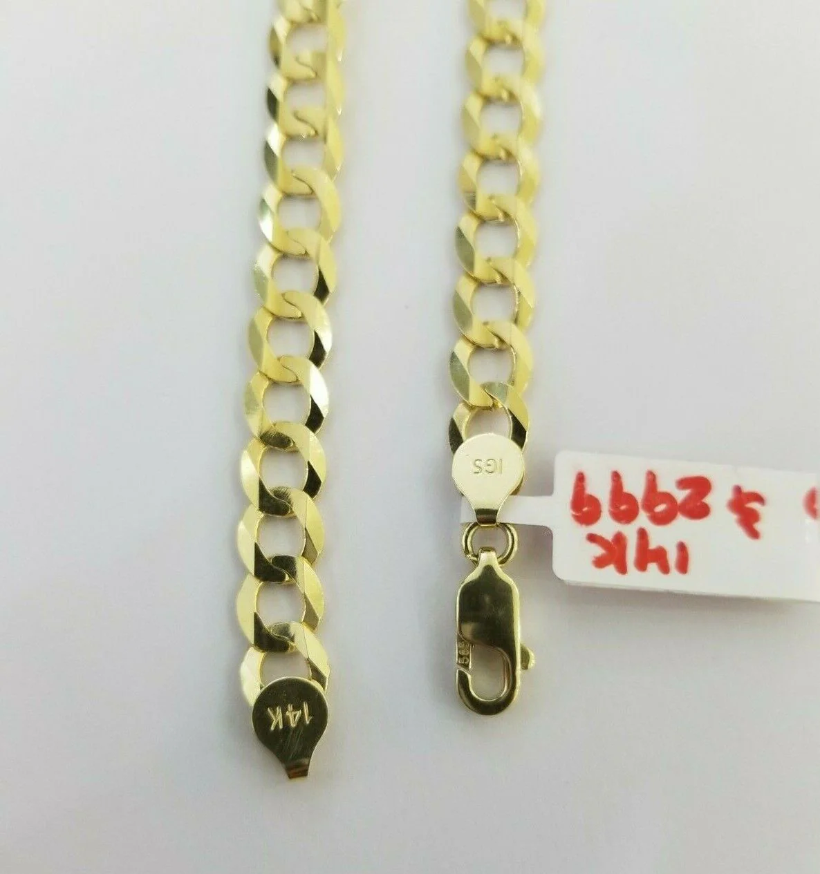 REAL 14k Gold Bracelet Cuban link 8" SOLID 7.5mm 14kt Yellow Gold Diamond Cut - Image 11