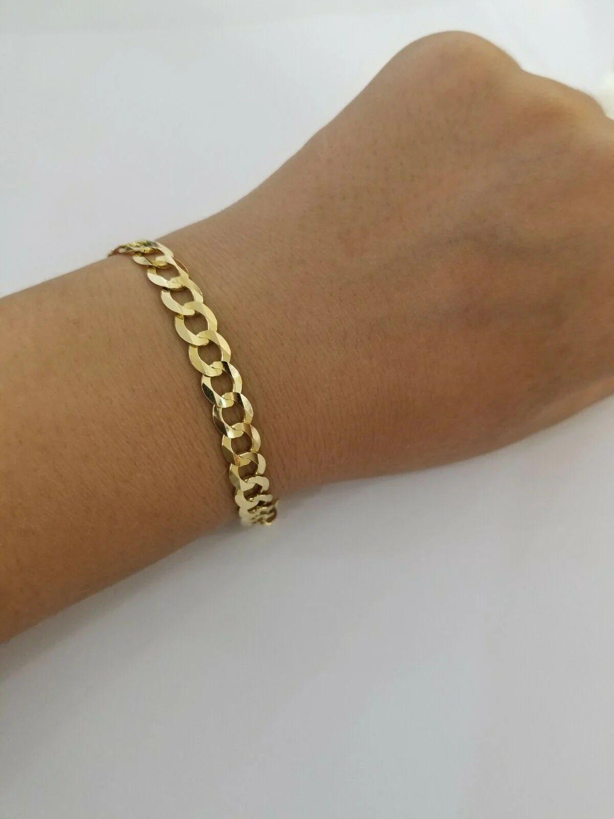 REAL 14k Gold Bracelet Cuban link 8" SOLID 7.5mm 14kt Yellow Gold Diamond Cut - Image 12