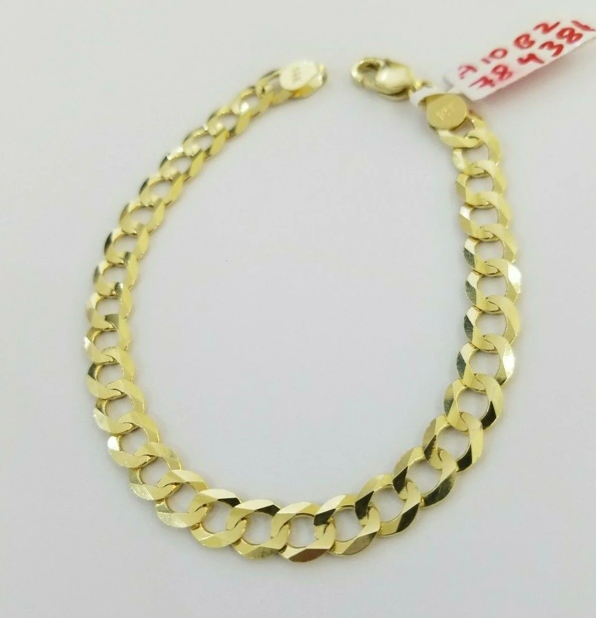 REAL 14k Gold Bracelet Cuban link 8" SOLID 7.5mm 14kt Yellow Gold Diamond Cut - Image 16