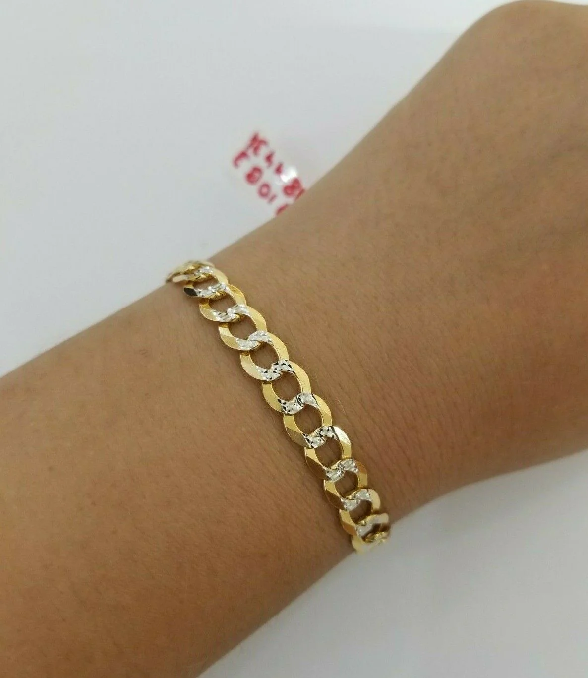 REAL 14k Gold Bracelet Cuban link 8" SOLID 7.5mm 14kt Yellow Gold Diamond Cut - Image 17