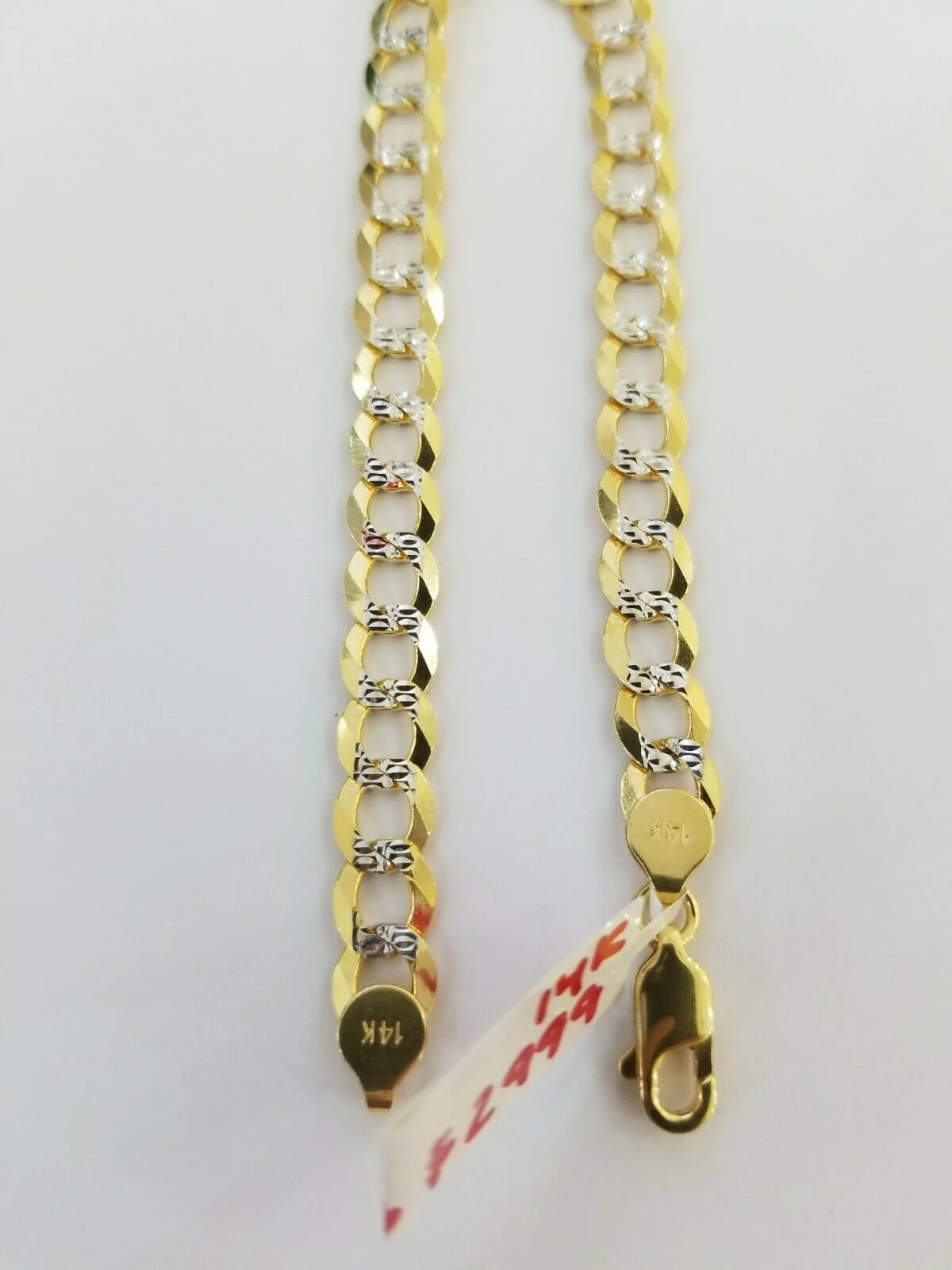 REAL 14k Gold Bracelet Cuban link 8" SOLID 7.5mm 14kt Yellow Gold Diamond Cut - Image 3