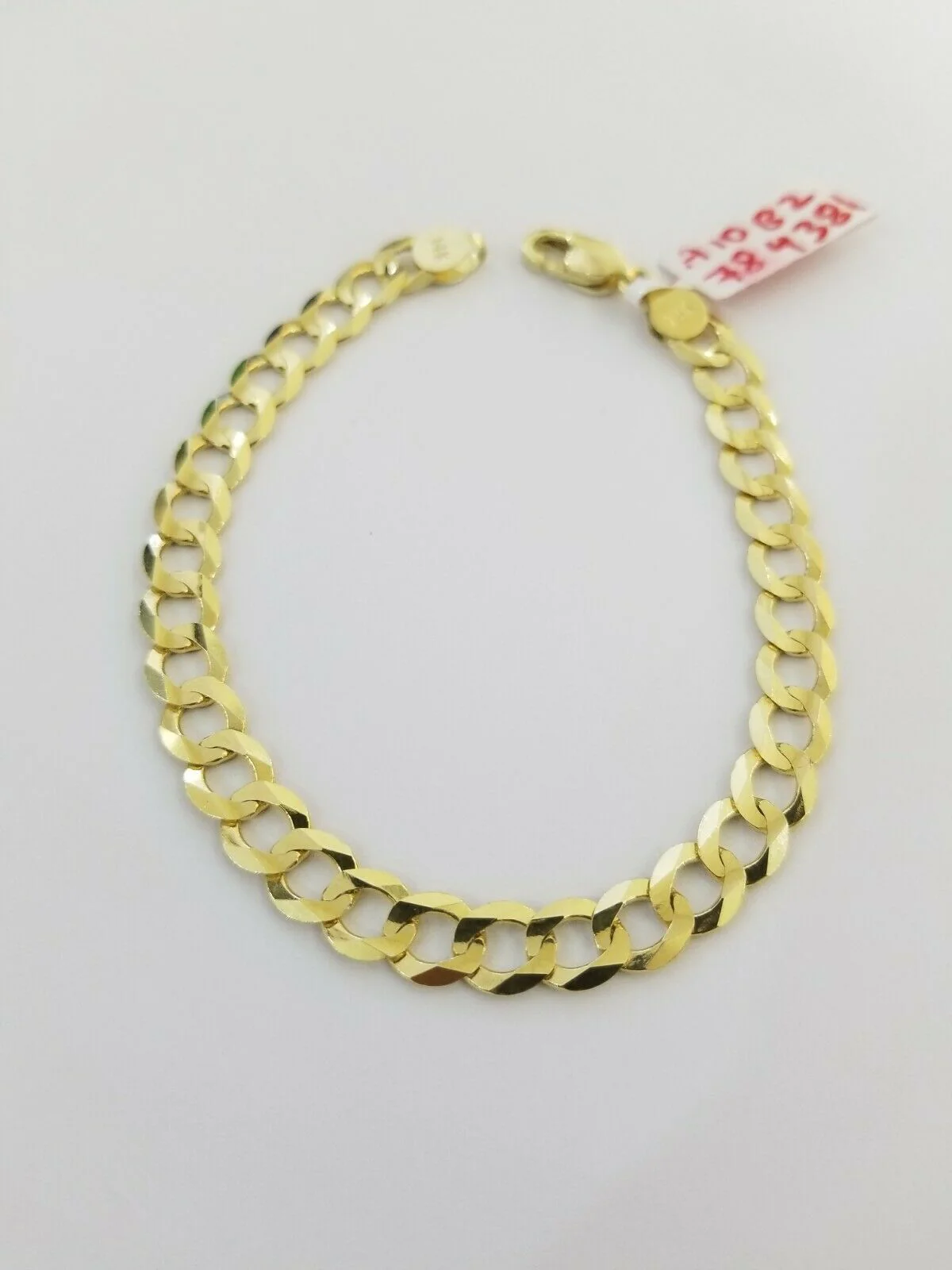 REAL 14k Gold Bracelet Cuban link 8" SOLID 7.5mm 14kt Yellow Gold Diamond Cut - Image 6