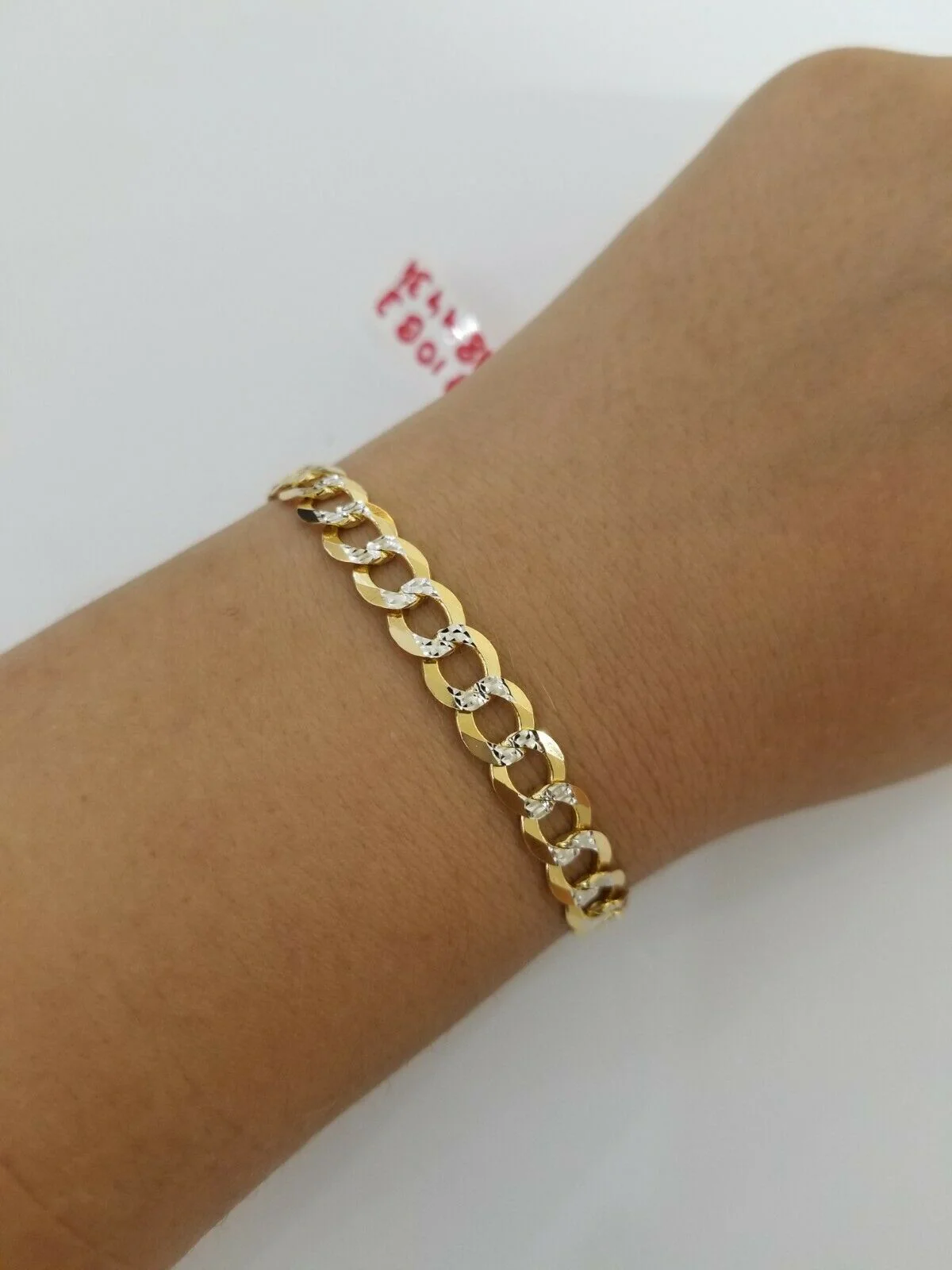 REAL 14k Gold Bracelet Cuban link 8" SOLID 7.5mm 14kt Yellow Gold Diamond Cut - Image 9