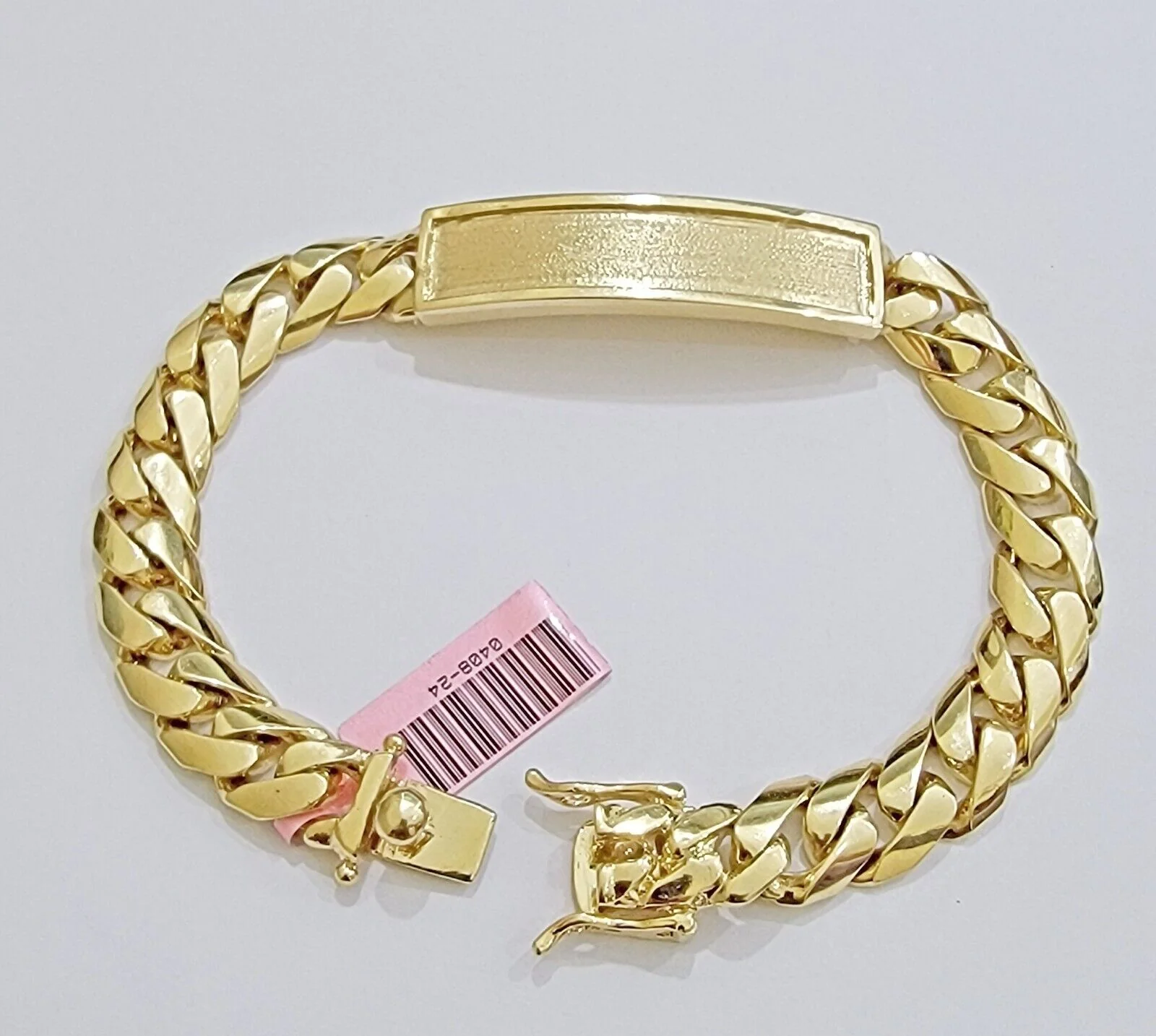 Real 14k Gold Bracelet ID Name Plate 8 Inch Miami Cuban Link 10mm Men SOLID 14KT - Image 2