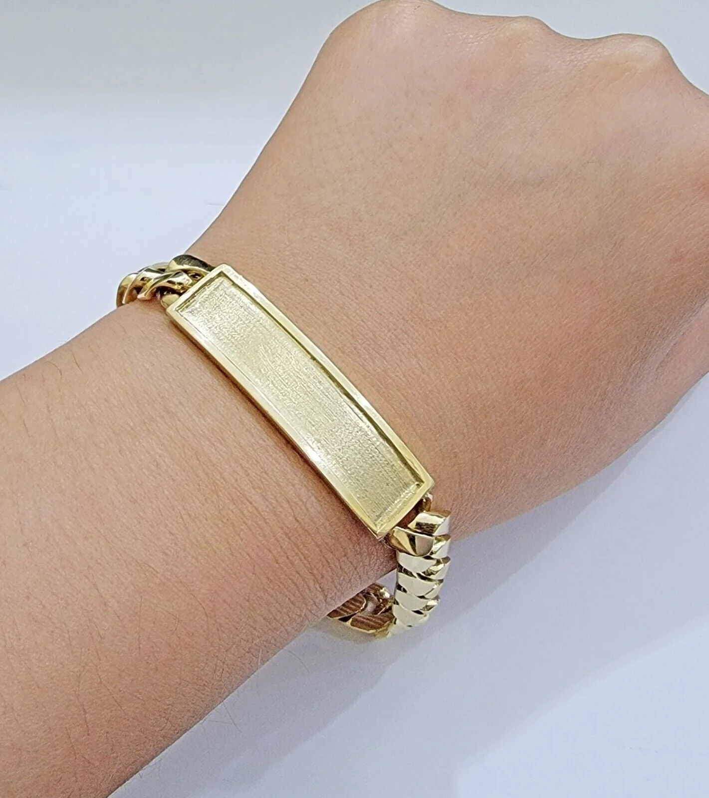 Real 14k Gold Bracelet ID Name Plate 8 Inch Miami Cuban Link 10mm Men SOLID 14KT - Image 6
