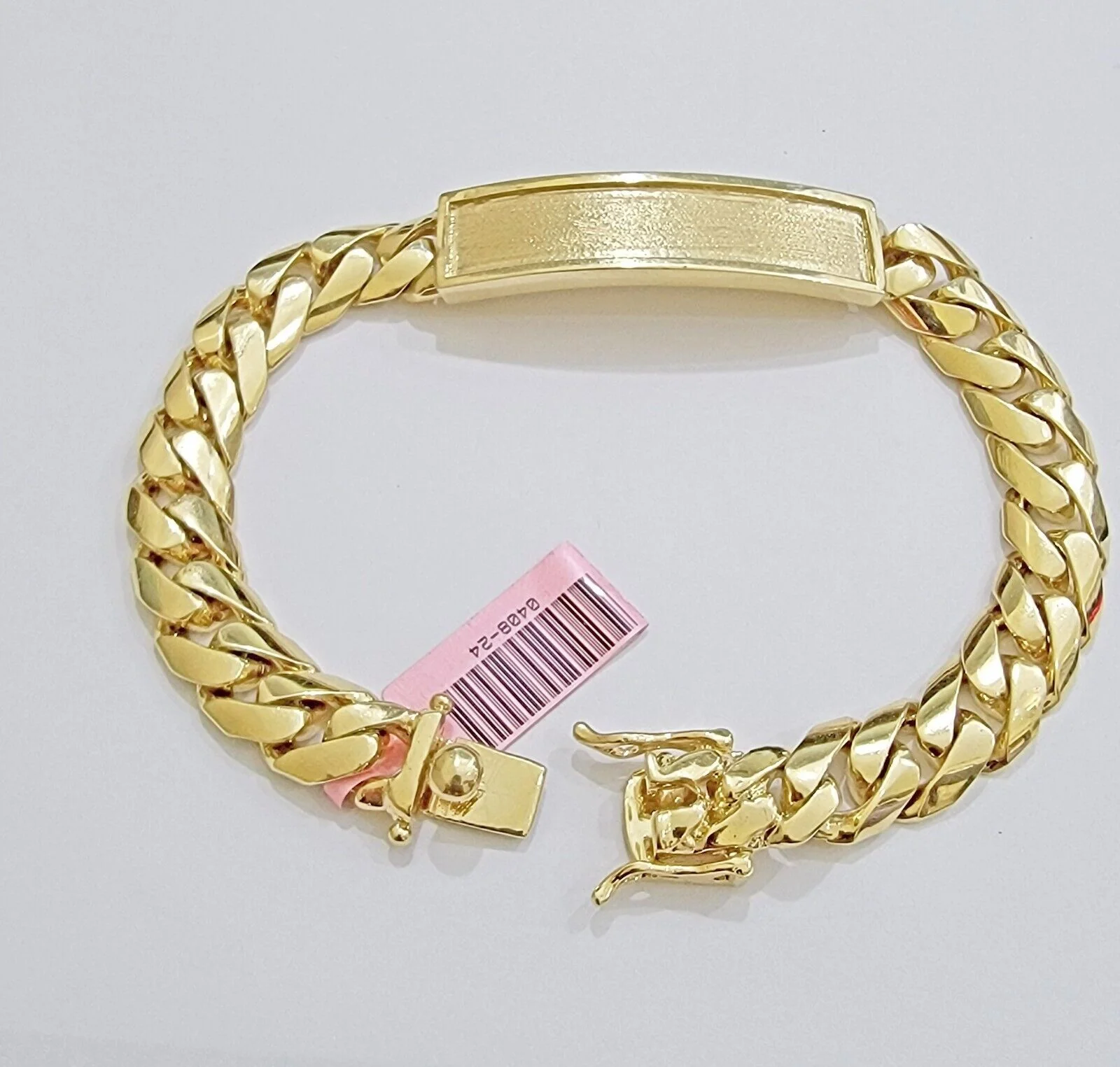 Real 14k Gold Bracelet Miami Cuban Link ID Name Plate 10mm 8.5 Inch Solid 14KT - Image 3