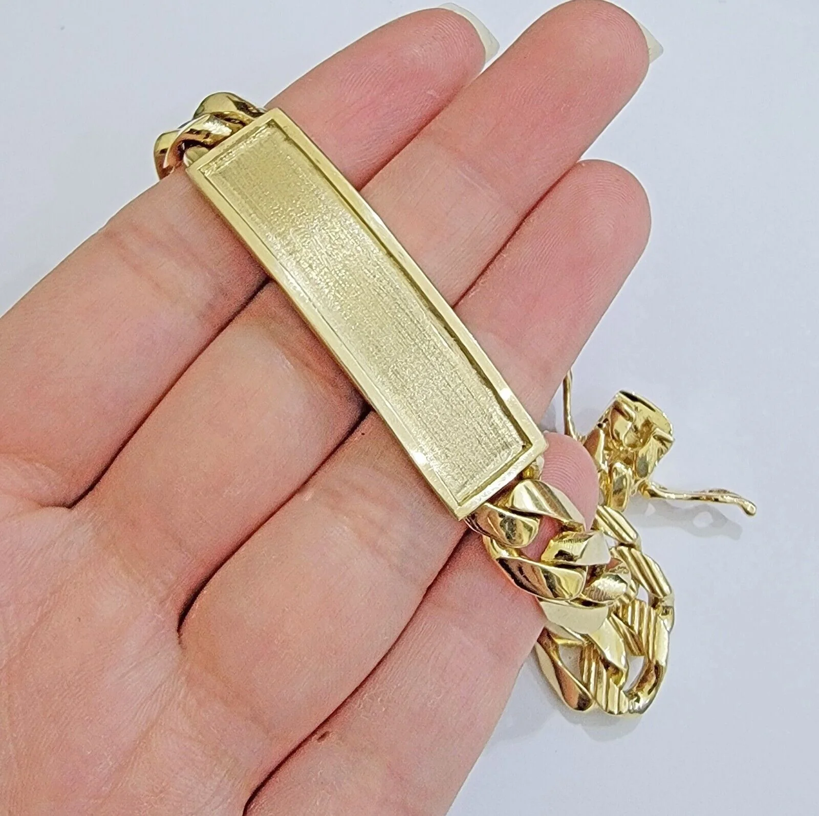 Real 14k Gold Bracelet Miami Cuban Link ID Name Plate 10mm 8.5 Inch Solid 14KT - Image 4