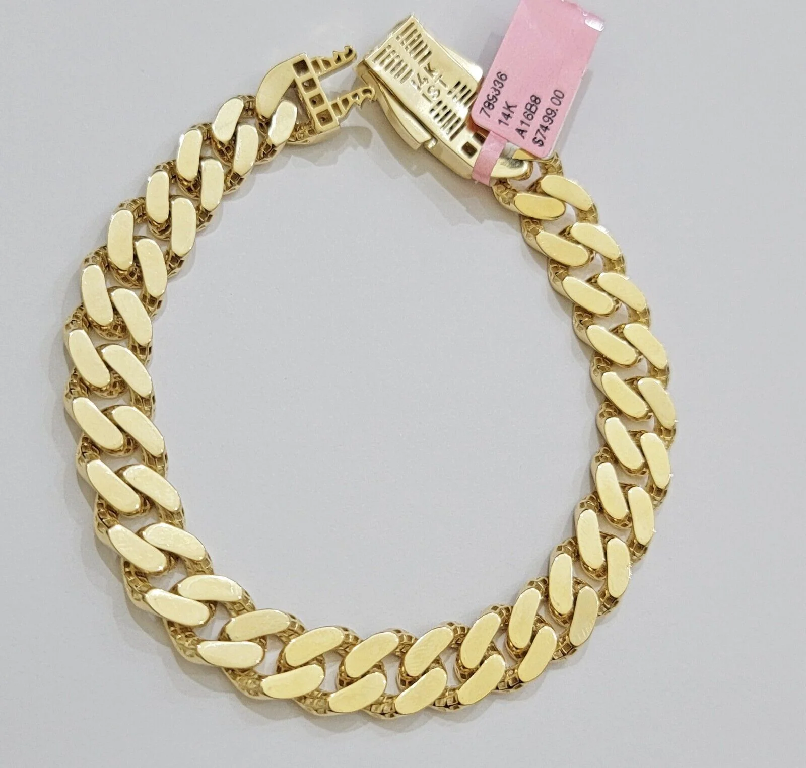 Real 14k Gold Bracelet Monaco Cuban Link 9.5mm 8.5'' inch Men's 14kt Yellow Gold - Image 2