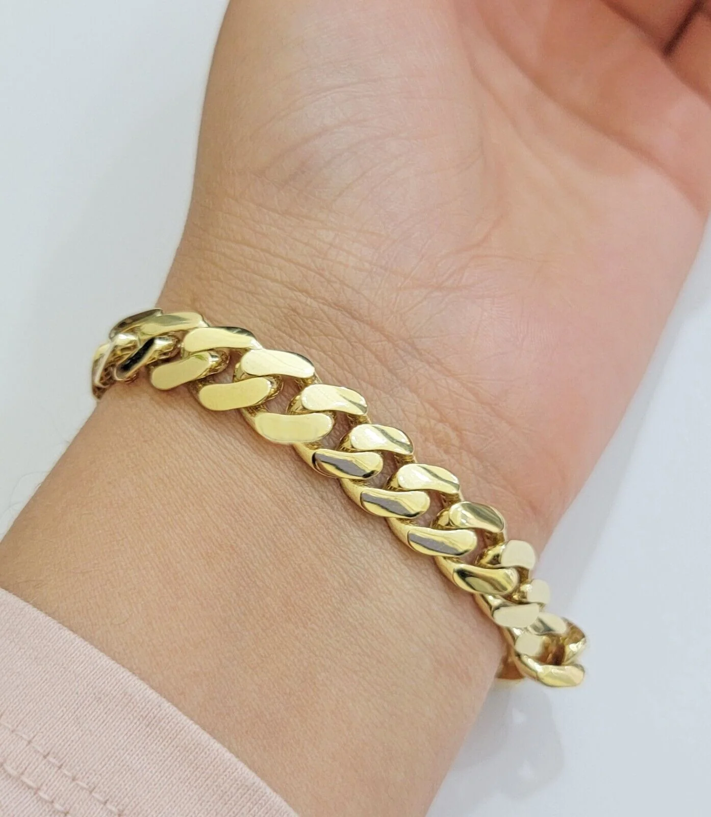 Real 14k Gold Bracelet Monaco Cuban Link 9.5mm 8.5'' inch Men's 14kt Yellow Gold - Image 6