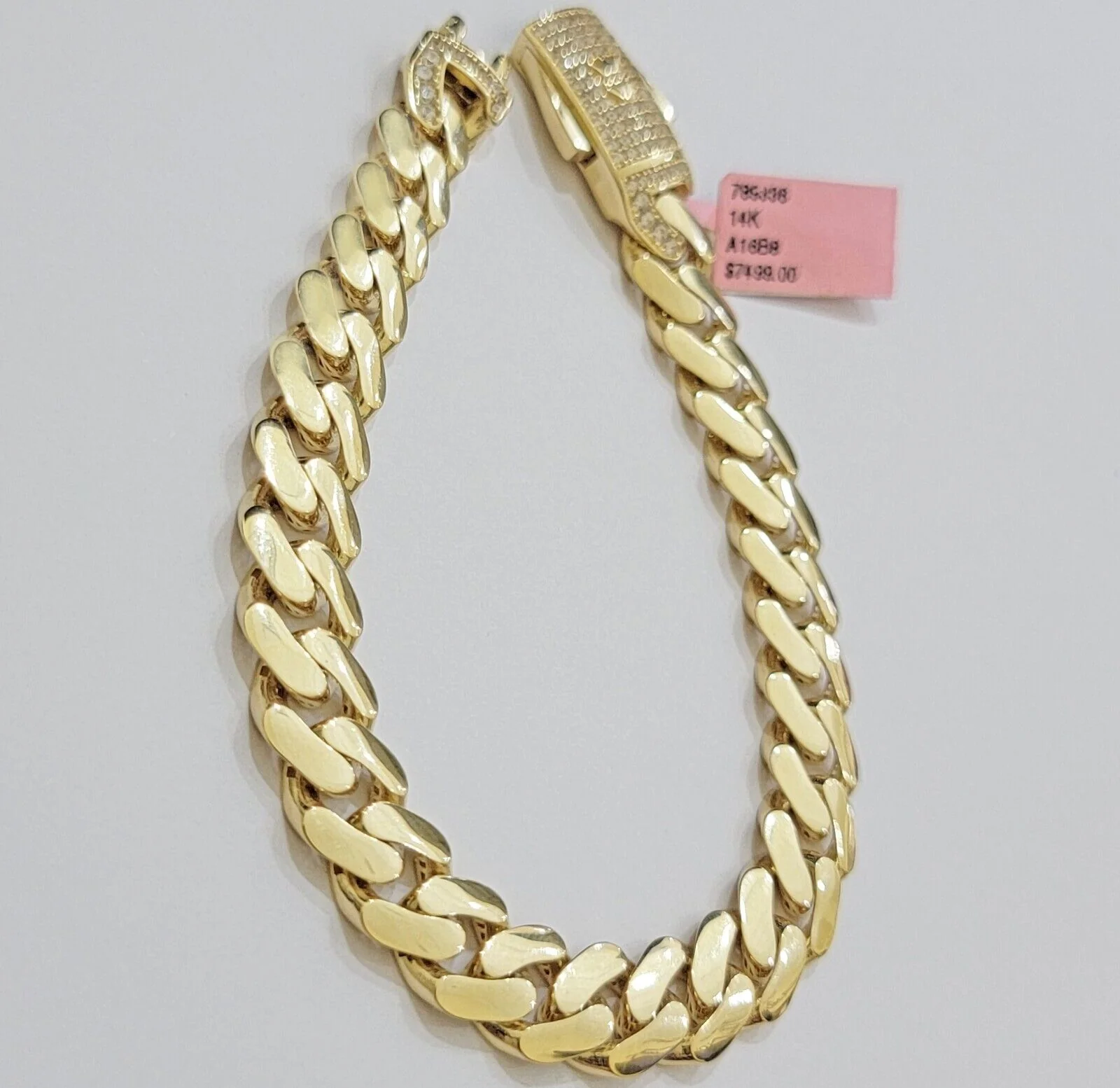 Real 14k Gold Bracelet Monaco Cuban Link 9.5mm 8.5'' inch Men's 14kt Yellow Gold - Image 9