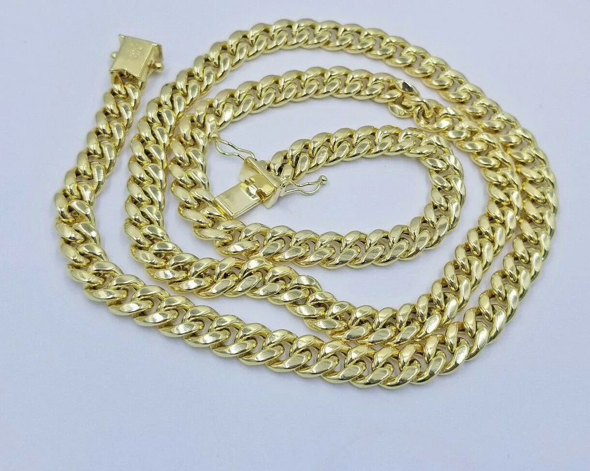 Real 14k Gold Chain Cross Pendant Necklace SET Miami Cuban Link 7mm 22"-28" 14kt - Image 7
