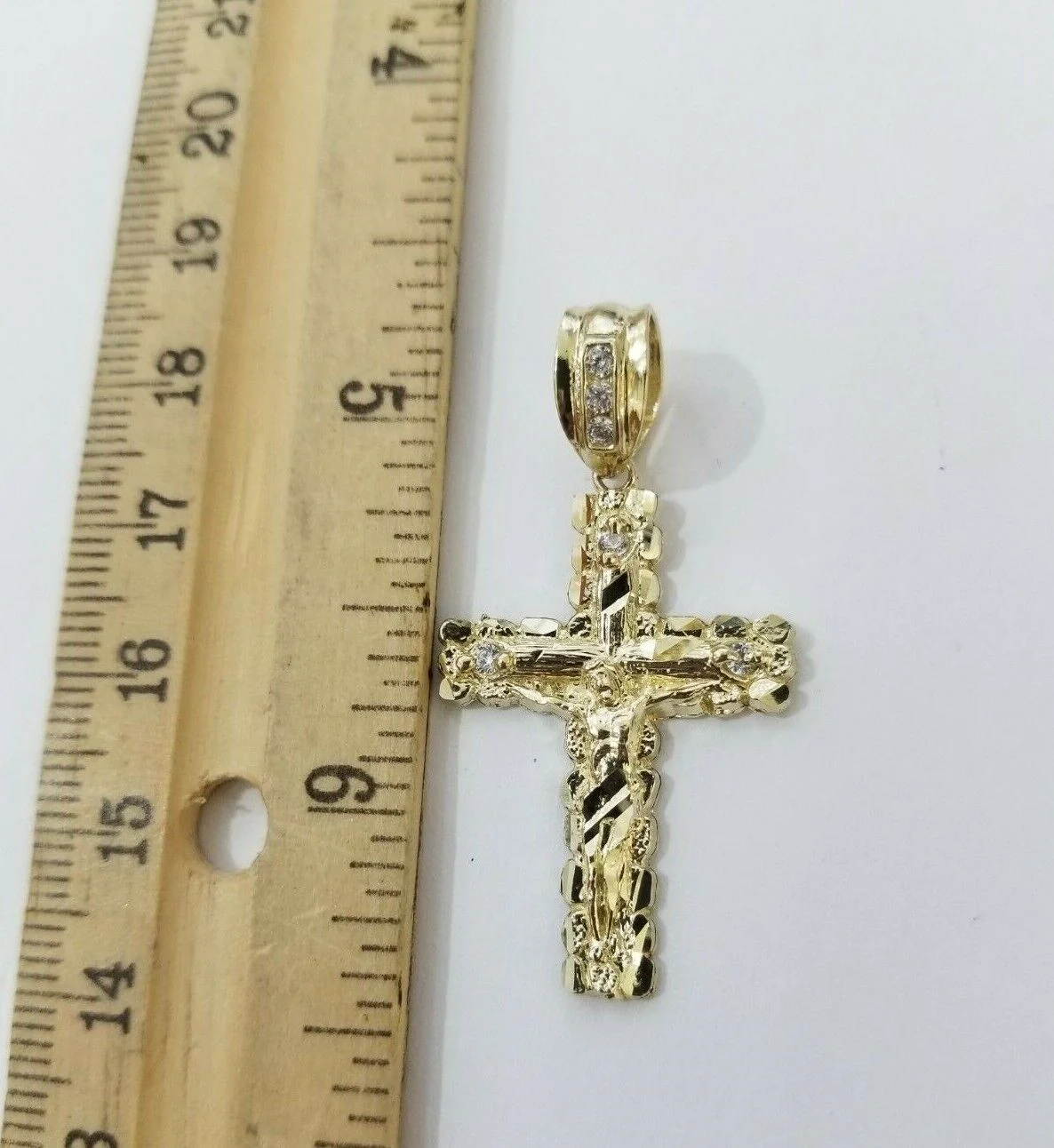 Real 14k Gold Chain & Cross pendant Set 14kt Miami Cuban Link Chain 4mm & Cham - Image 6