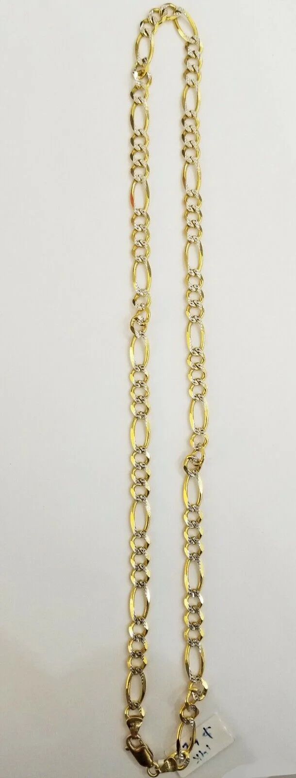 Real 14k Gold Chain Figaro Link Necklace 22" Solid Diamond Cut 7mm mens 14kt - Image 2