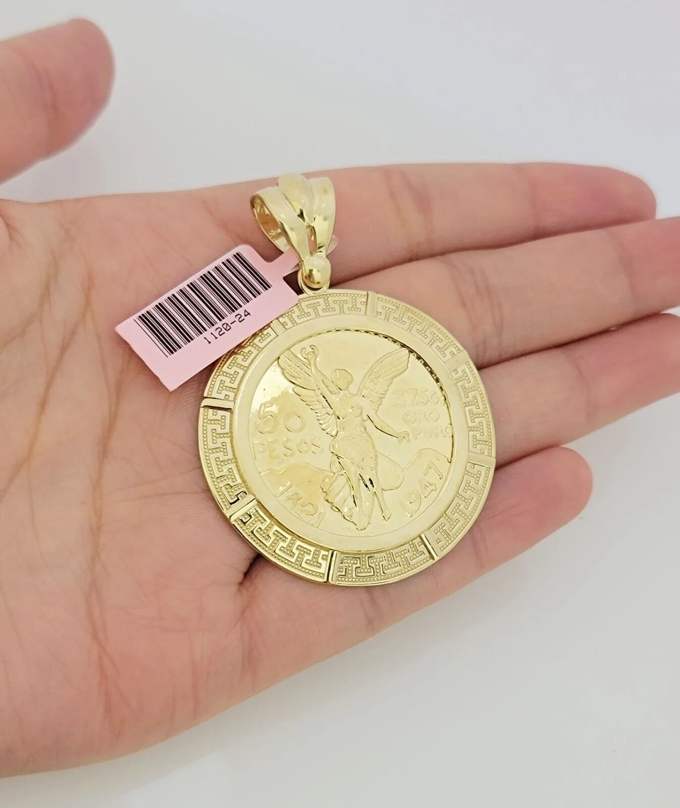 Real 14k Gold Charm pendant Centenario Coin with Bezel Style Copy Coin For Chain - Image 2