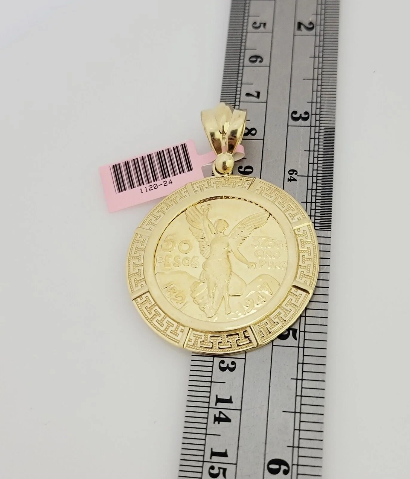 Real 14k Gold Charm pendant Centenario Coin with Bezel Style Copy Coin For Chain - Image 3