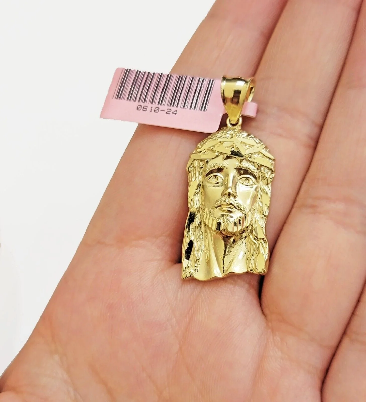 Real 14k Gold Charm Pendant Jesus Face for chains , Men Women, 14kt Yellow Gold - Image 12