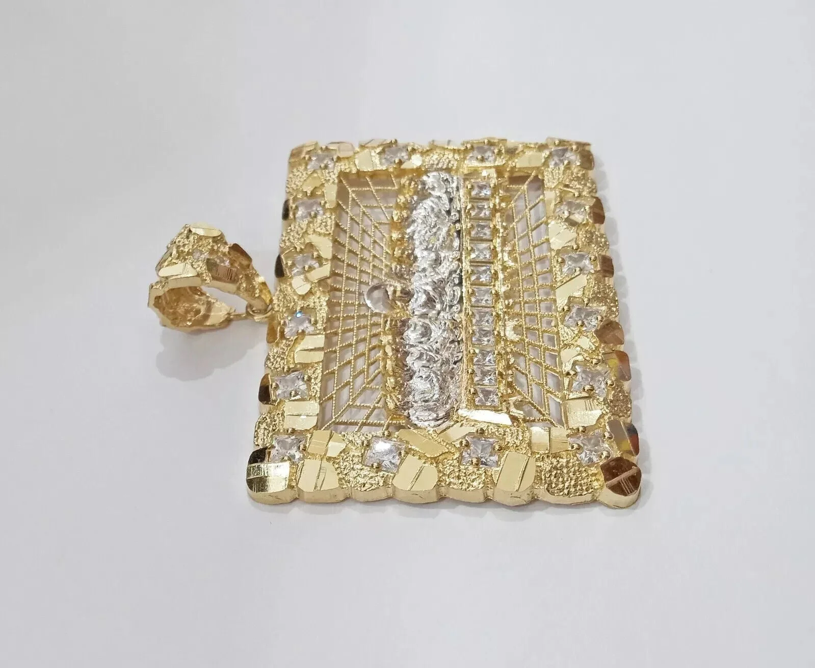 Real 14k Gold Charm Pendant Last Supper Nugget Style With Stone 14kt Yellow Gold - Image 3