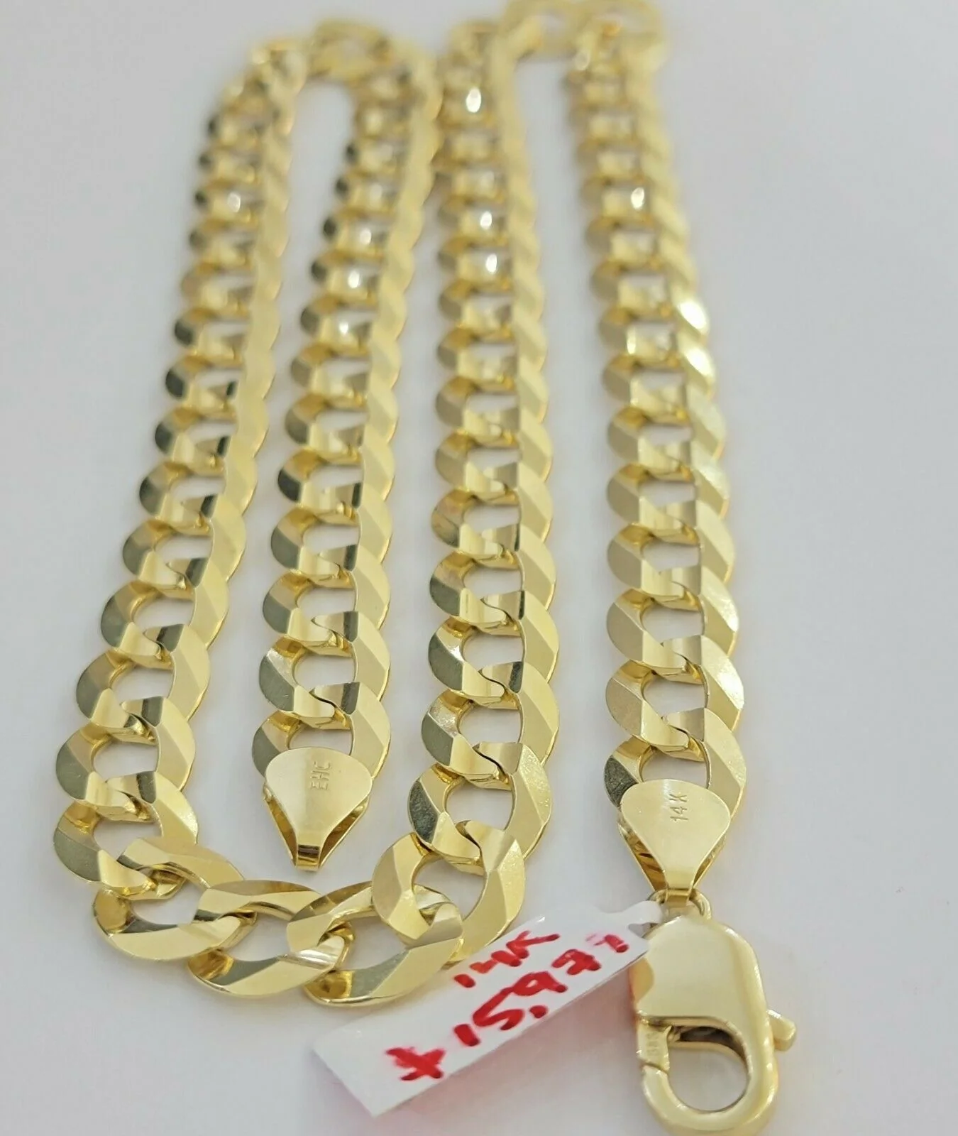 Real 14k Gold Cuban Curb Link Necklace Chain 11mm 22"-28"14kt Yellow Gold,SOLID - Image 6