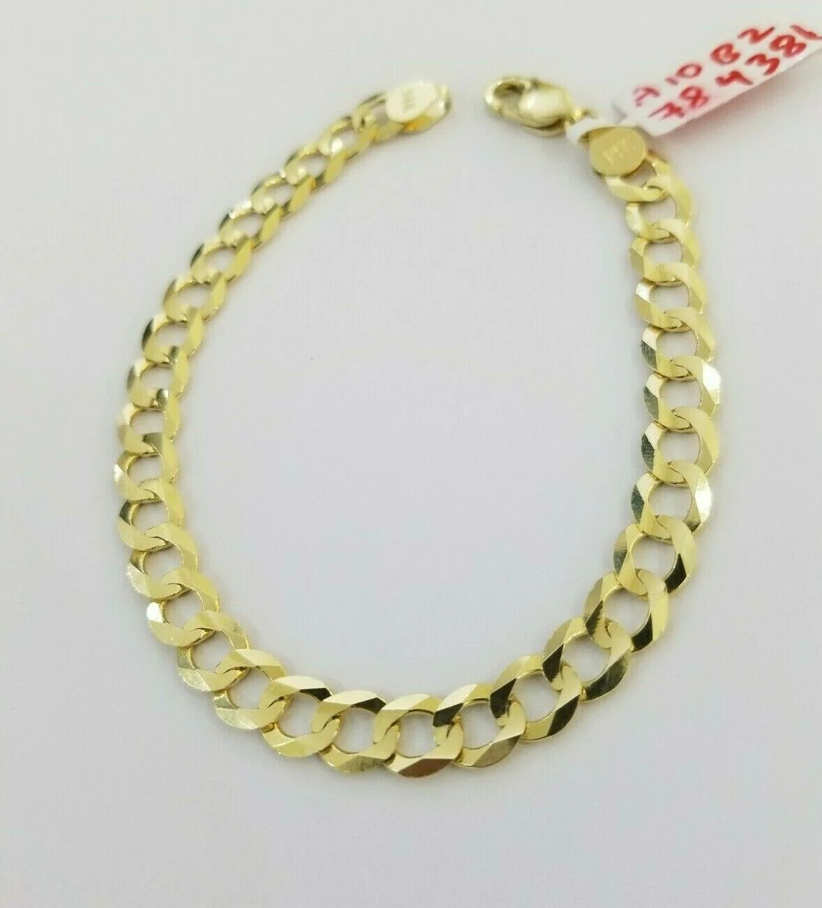 REAL 14k Gold Cuban link Bracelet 7" 7.5mm SOLID 14kt Yellow Gold Strong, LADIES - Image 4