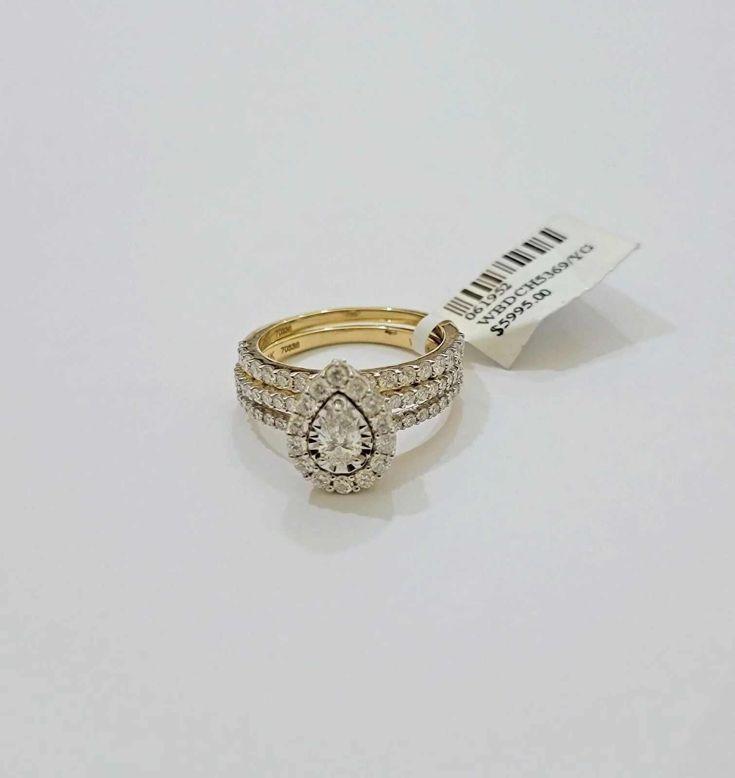 Real 14k Gold Diamond Engagement Wedding Ring Band SET  Pear/ Tear drop 1.5 CT Ring Sizes 6,7,8,9,10,11 & 12 - Image 7