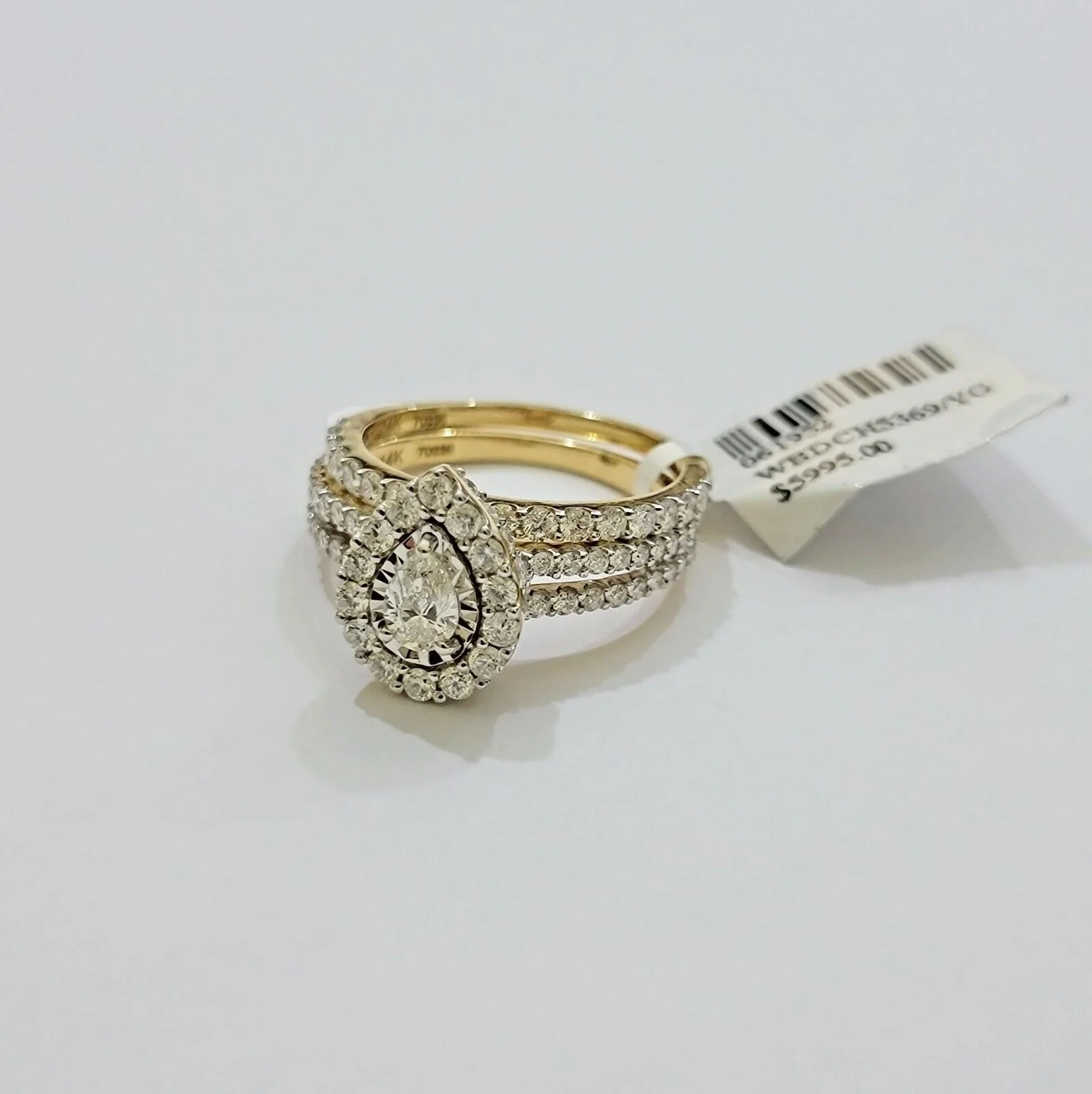 Real 14k Gold Diamond Ring band SET Ladies Engagement Wedding Pear Shape 1.50 CT Ring Sizes 6,7,8,9,10,11 & 12 - Image 3
