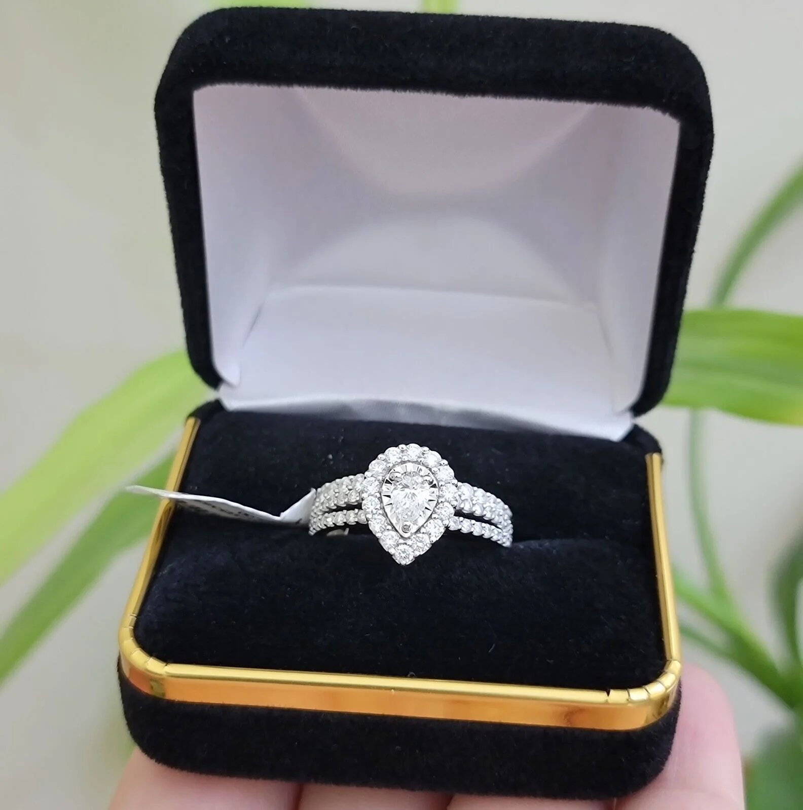 Real 14k Gold Diamond Ring band SET Ladies Engagement Wedding Pear Shape 1.50 CT Ring Sizes 6,7,8,9,10,11 & 12 - Image 5