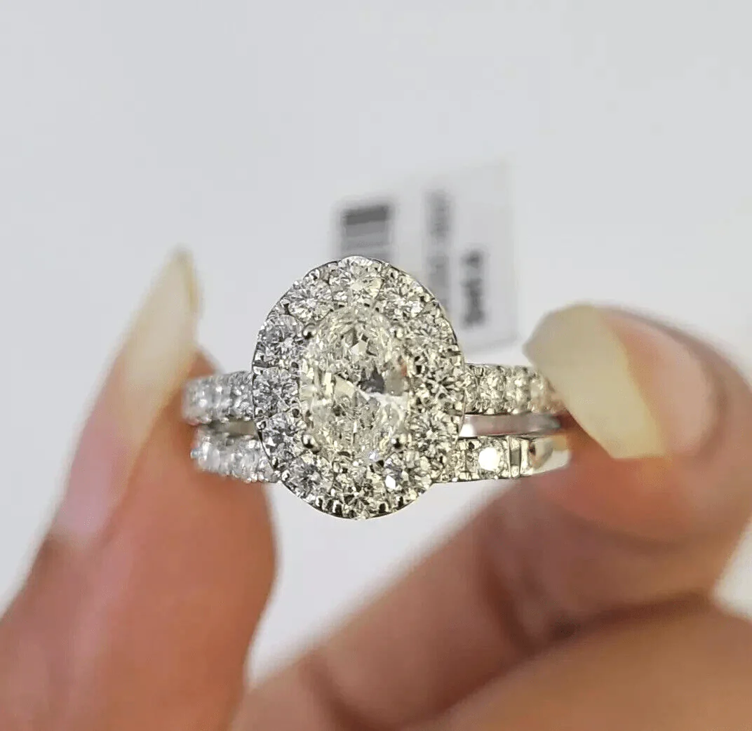 Real 14k Gold Diamond Wedding Engagement Ring Band SET Ladies 2 CT Diamonds Oval Ring Sizes 6,7,8,9,10,11 & 12 - Image 4