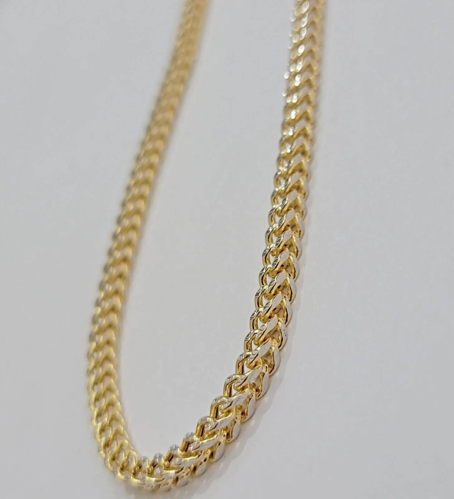 Real 14k Gold Franco Chain Mens Necklace 24" 3.5mm Diamond cuts 14kt Yellow Gold - Image 4