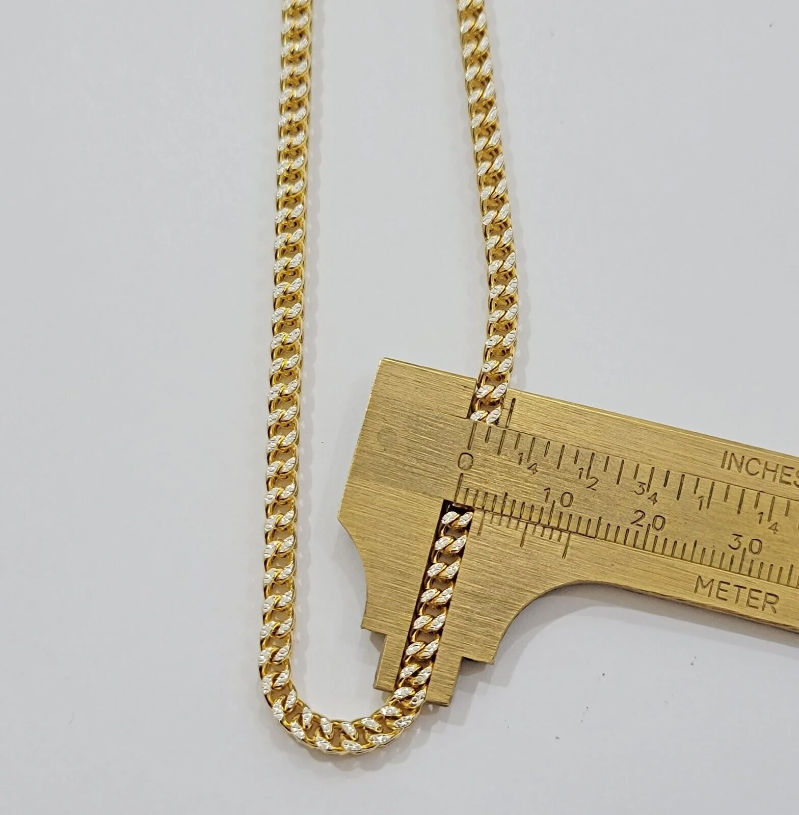 Real 14k Gold Franco Chain Mens Necklace 24" 3.5mm Diamond cuts 14kt Yellow Gold - Image 5
