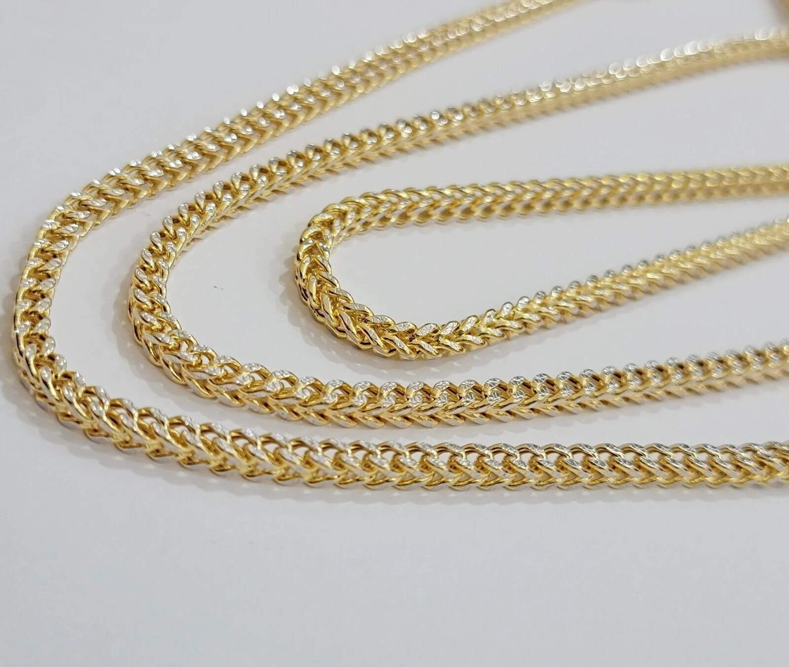 Real 14k Gold Franco Chain Necklace 22" Short 3.5mm Diamond cut 14kt Yellow Gold - Image 2