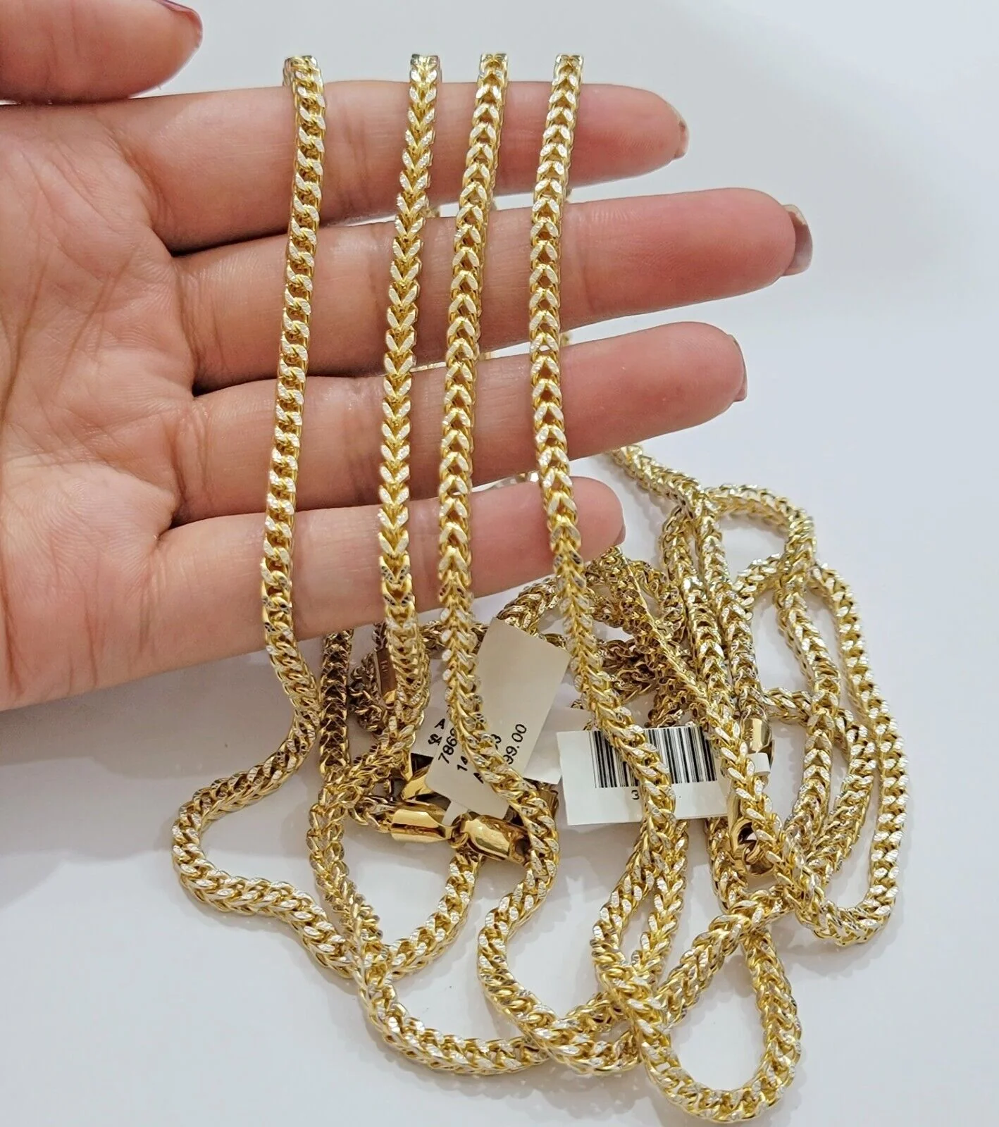 Real 14k Gold Franco Chain Necklace 22" Short 3.5mm Diamond cut 14kt Yellow Gold - Image 5