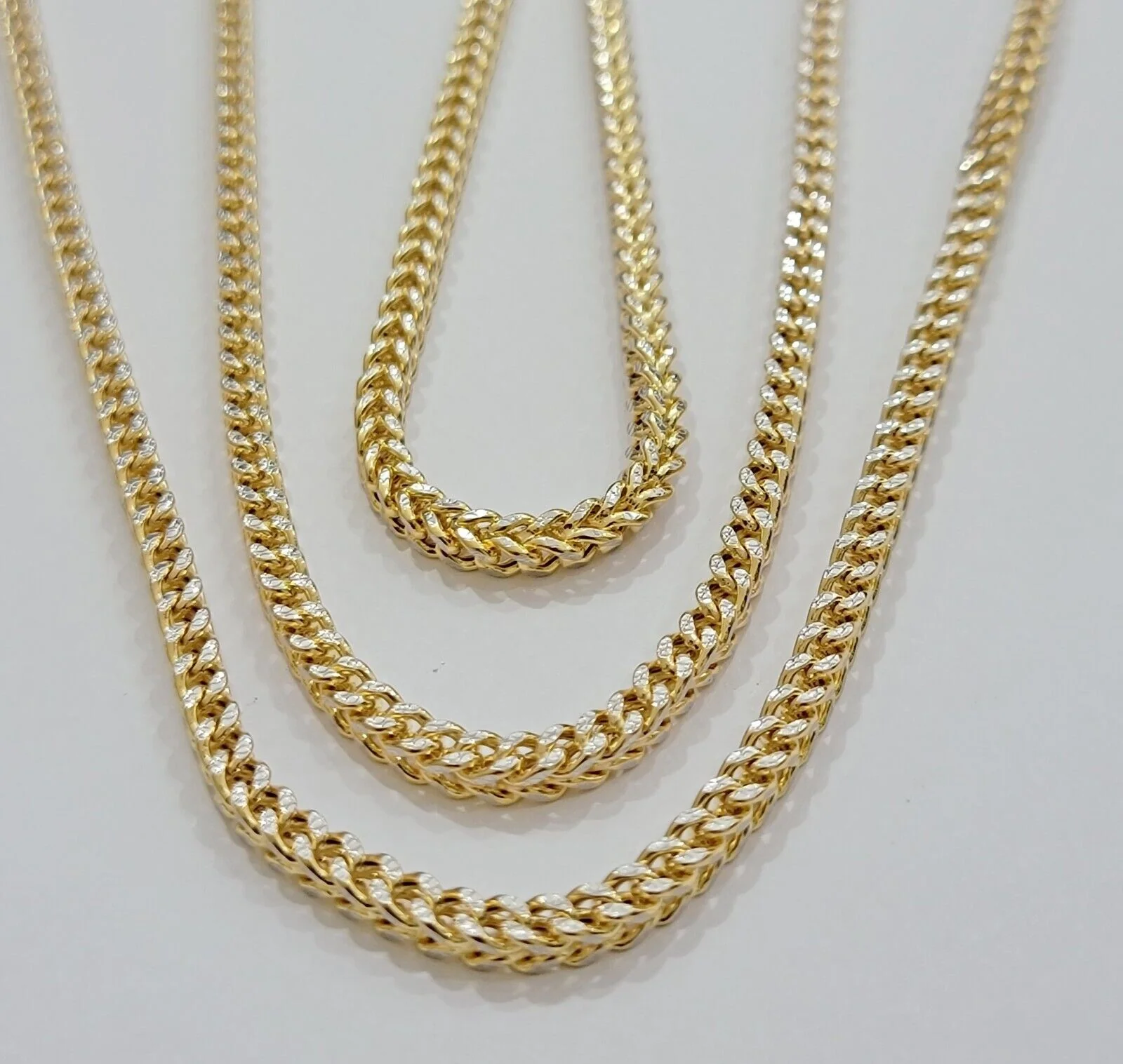 Real 14k Gold Franco Chain Necklace 22" Short 3.5mm Diamond cut 14kt Yellow Gold - Image 7