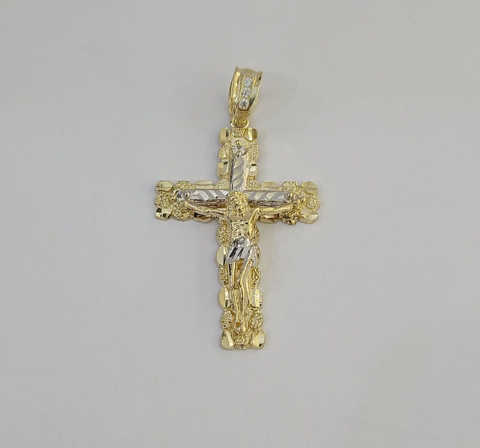Real 14k Gold Jesus Cross Pendant Charm Crucifix 2" Inches 14kt Yellow Gold - Image 3