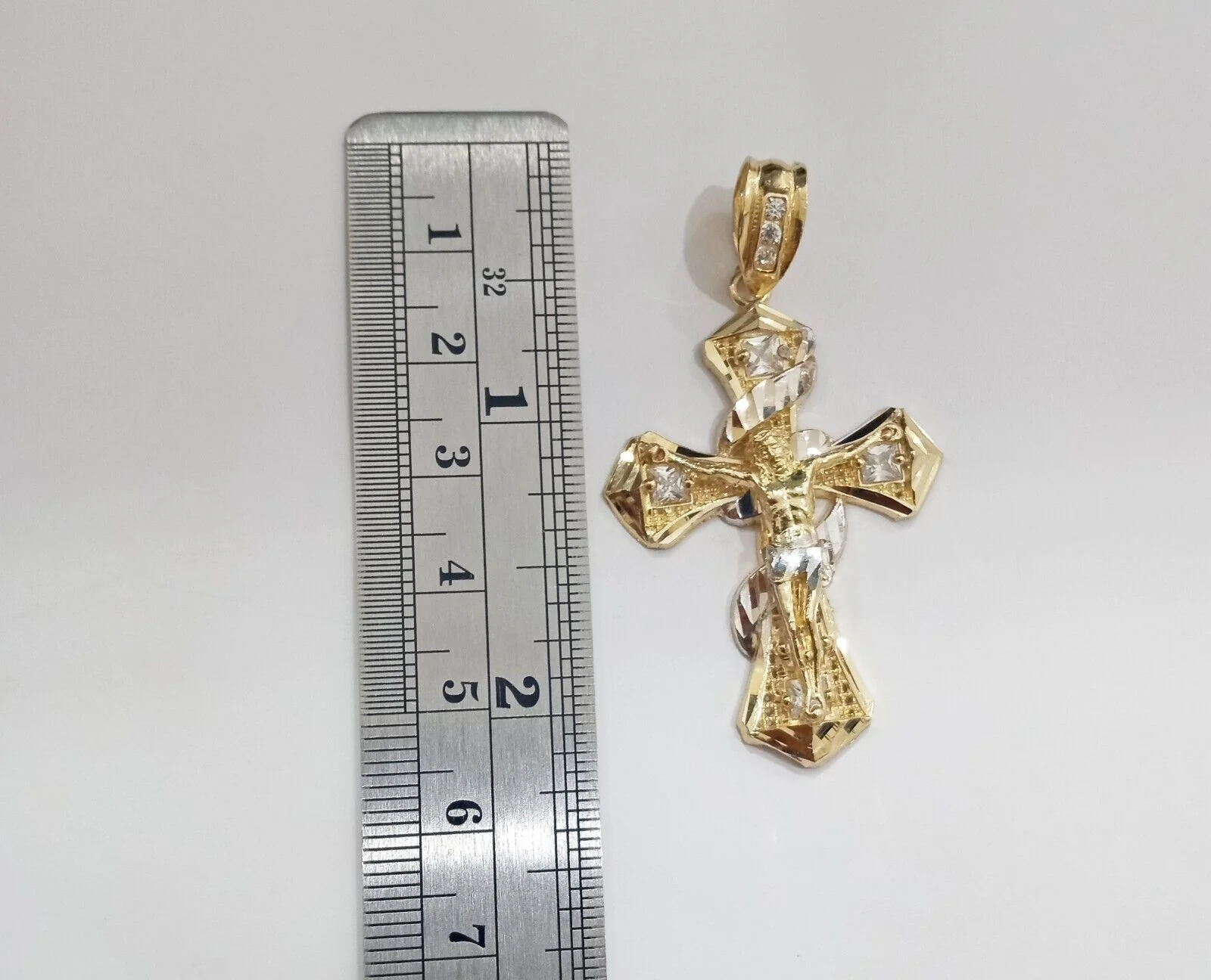 Real 14k Gold Jesus Crucifix Cross Charm Pendant 2" inch 14kt Yellow Gold - Image 6