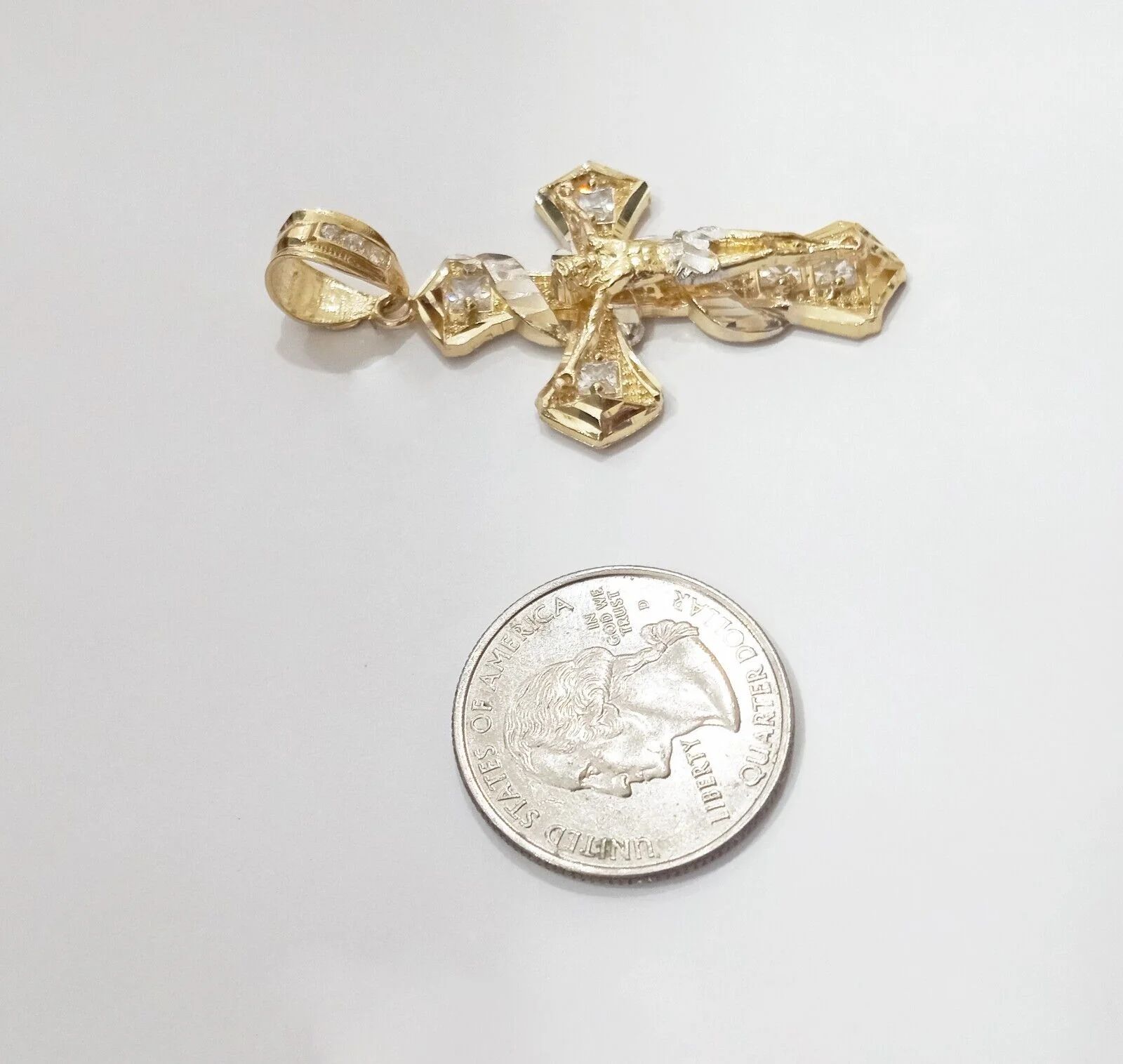 Real 14k Gold Jesus Crucifix Cross Charm Pendant 2" inch 14kt Yellow Gold - Image 5