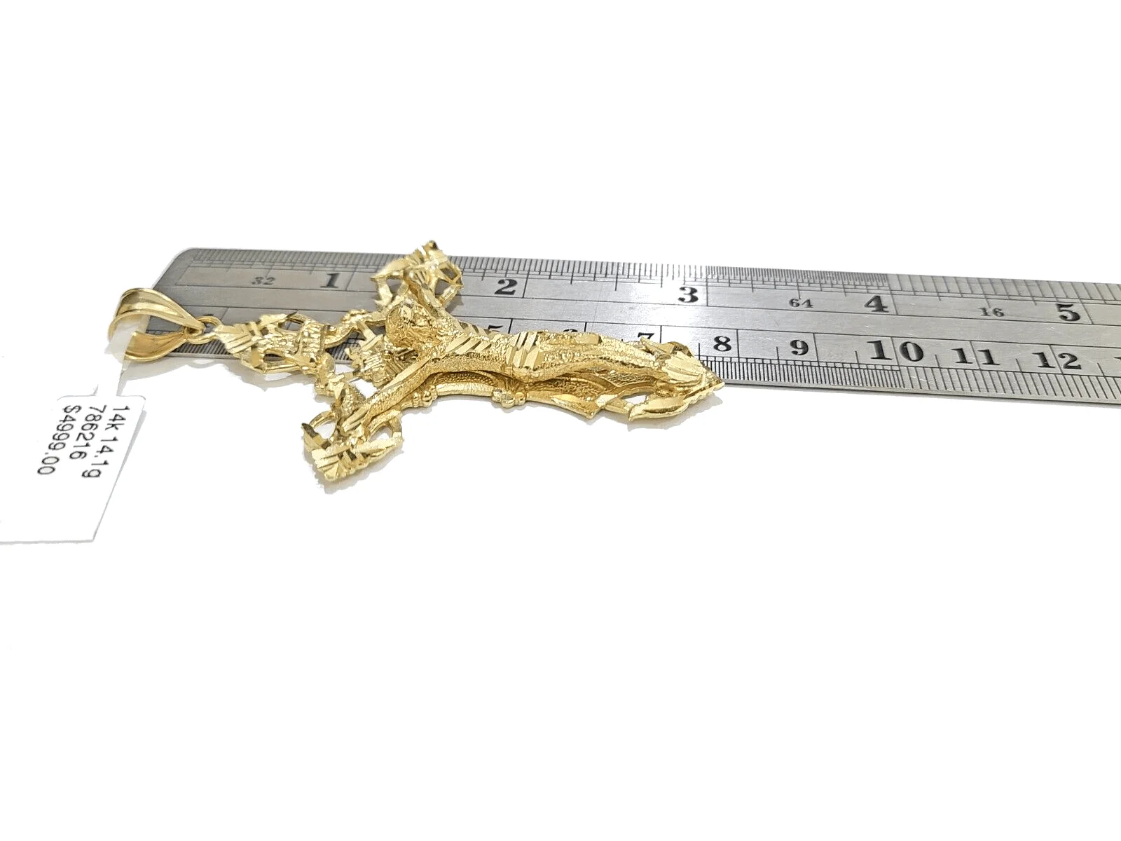 Real 14k Gold Jesus Crucifix Cross Charm Pendant 3" inch 14kt Yellow Gold - Image 3
