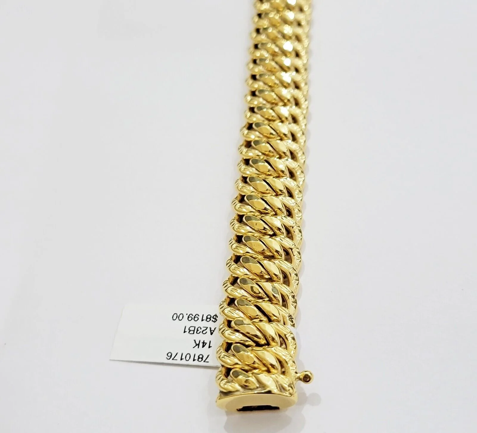 REAL 14k Gold Ladies Bracelet Flat Byzantine Link 16mm 7.5" 14kt Yellow Unique - Image 2