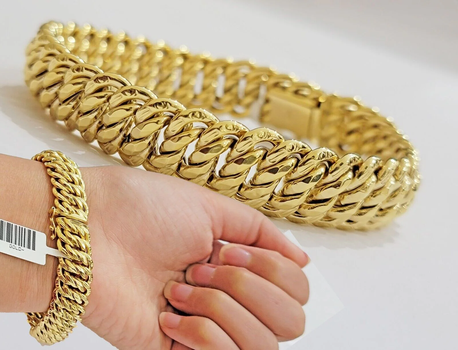 REAL 14k Gold Ladies Bracelet Flat Byzantine Link 16mm 7.5" 14kt Yellow Unique - Image 3