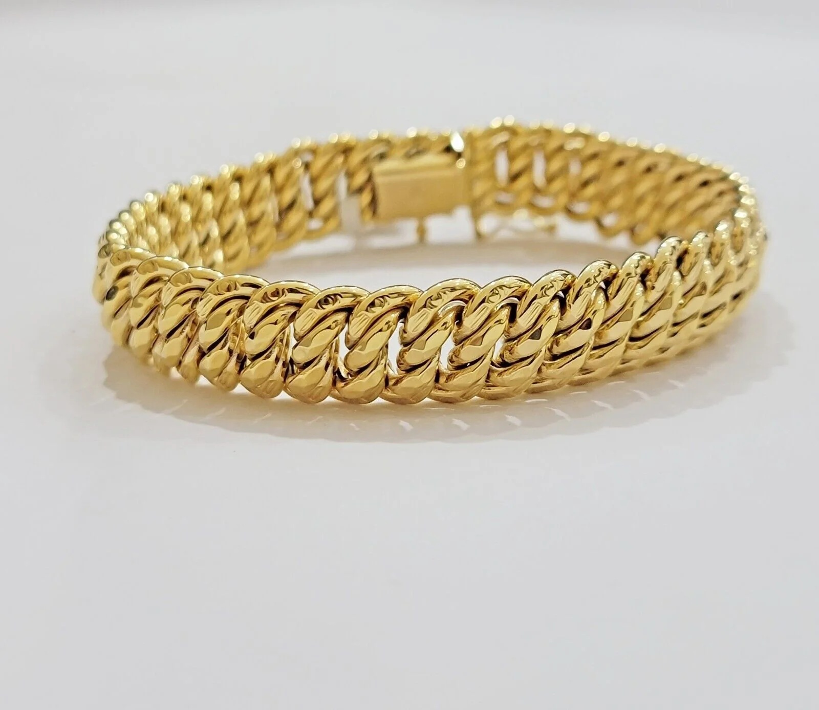 REAL 14k Gold Ladies Bracelet Flat Byzantine Link 16mm 7.5" 14kt Yellow Unique - Image 6