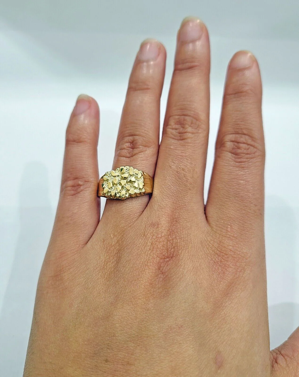 Real 14k Gold Men's Ring Nugget All Sizes 14kt Yellow Gold Unisex - Image 4