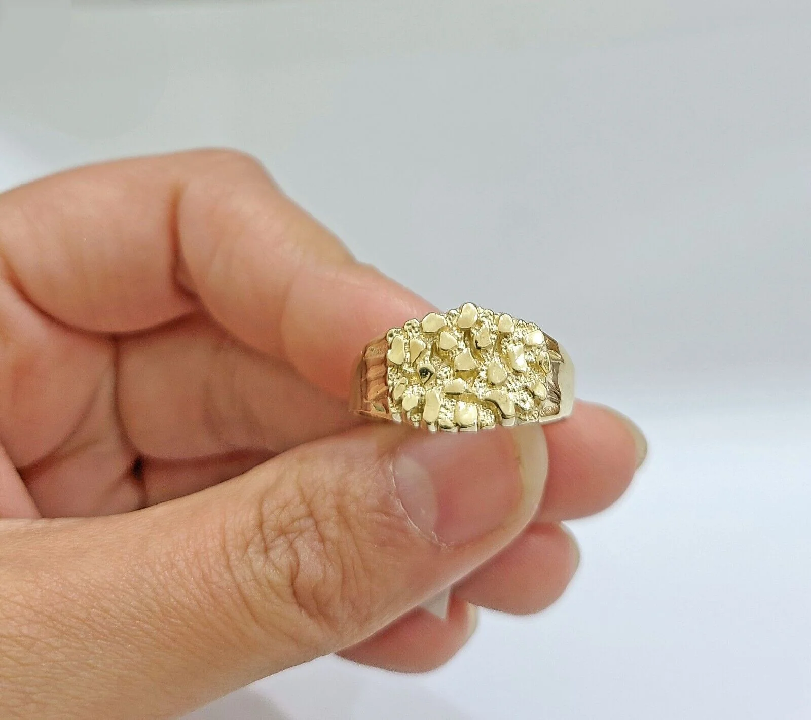 Real 14k Gold Men's Ring Nugget 14kt Yellow Gold Unisex All Sizes - Image 2