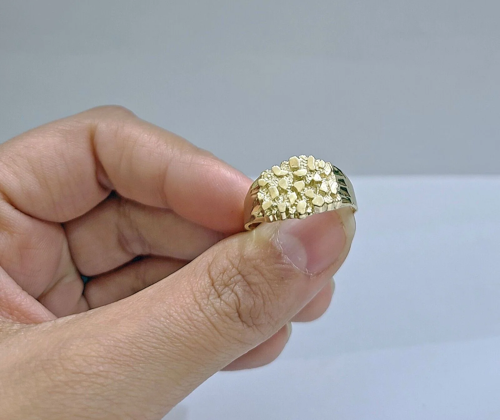 Real 14k Gold Men's Ring Nugget 14kt Yellow Gold Unisex All Sizes - Image 6