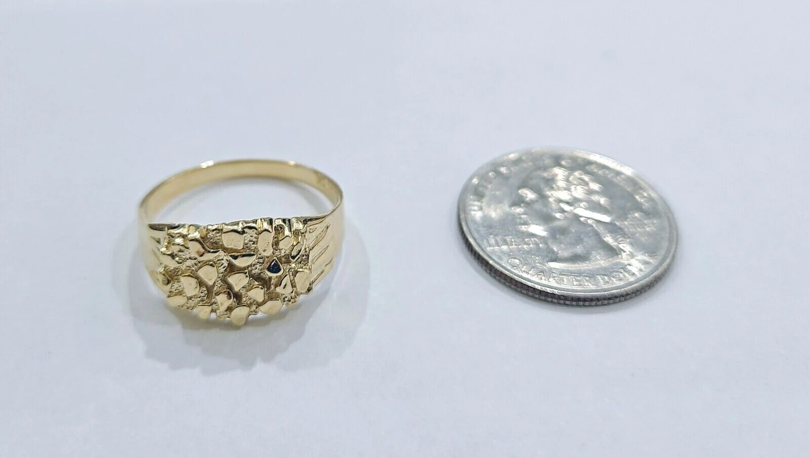 Real 14k Gold Men's Ring Nugget 14kt Yellow Gold Unisex All Sizes - Image 7
